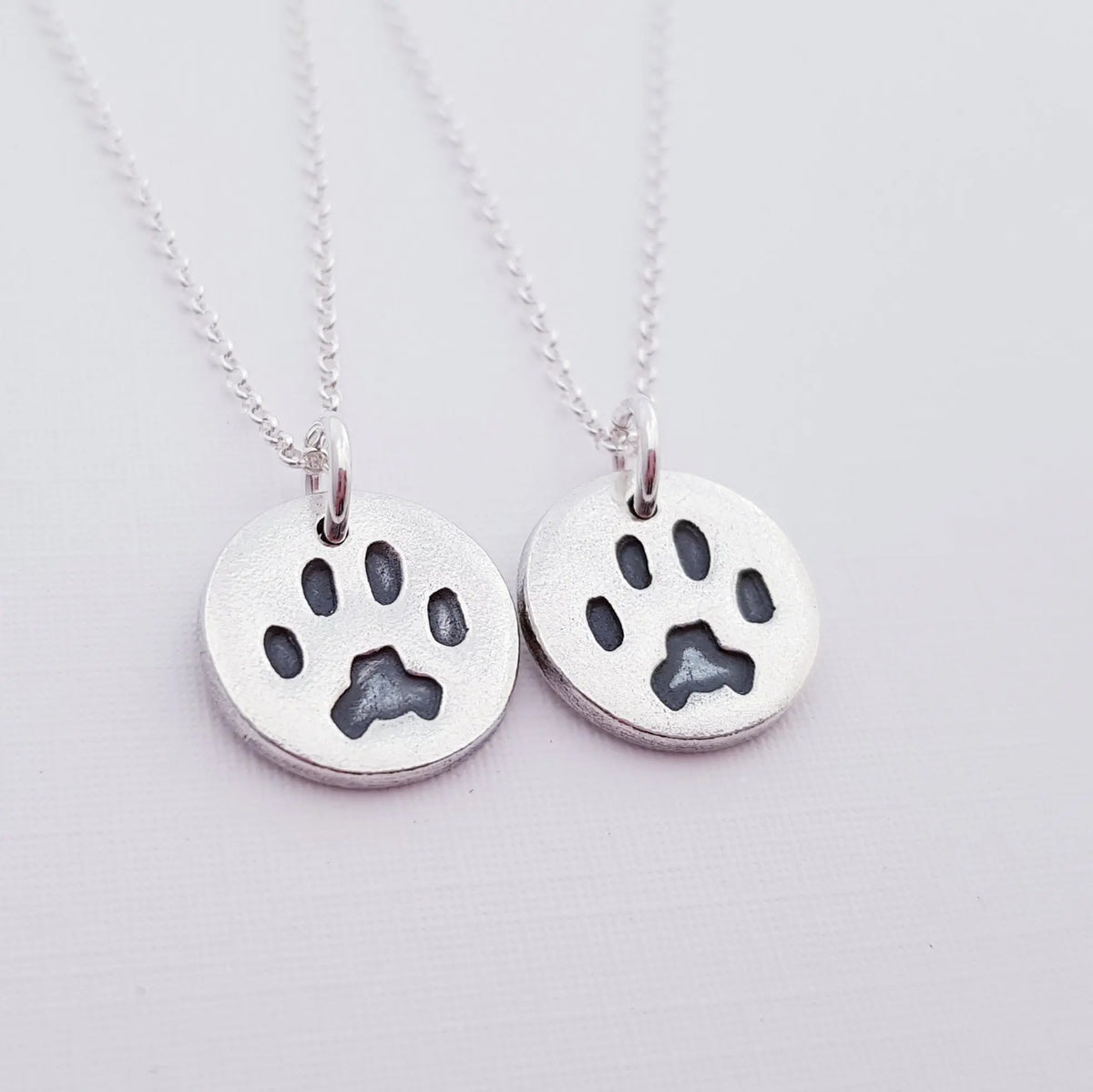 Custom Sterling Silver Paw Print Pendant Necklace - Flutterbuyzstudio