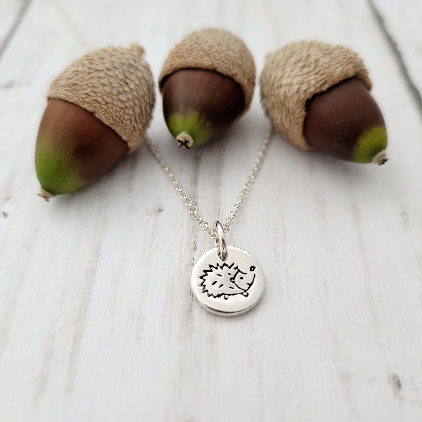 Sterling Silver Tiny 1cm Hedgehog Pendant Necklace