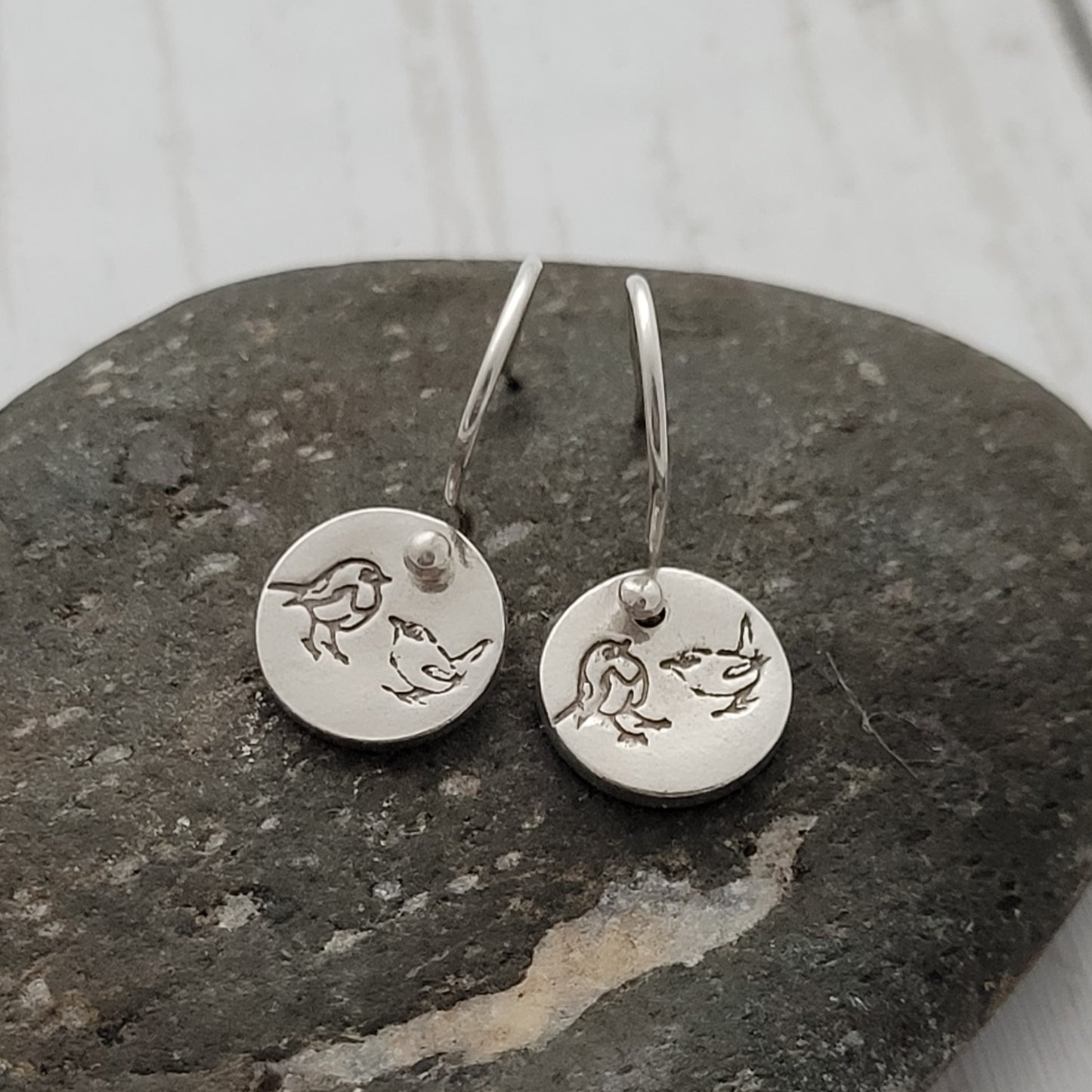Sterling Silver Robin & Wren Drop Earrings