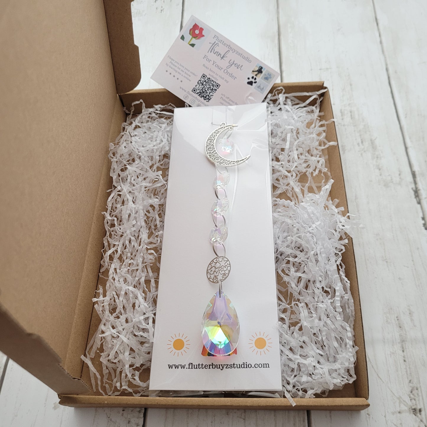 Moon and Star hanging crystal Suncatcher