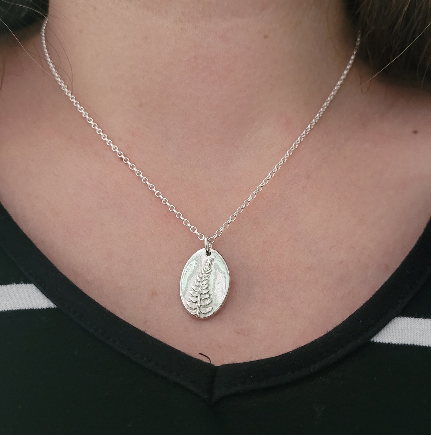 Sterling Silver Fern Botanical Pendant Necklace
