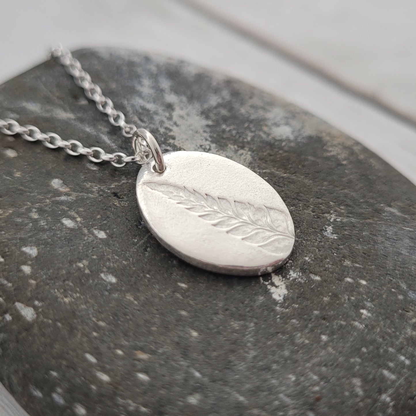 Sterling Silver Fern Botanical Pendant Necklace