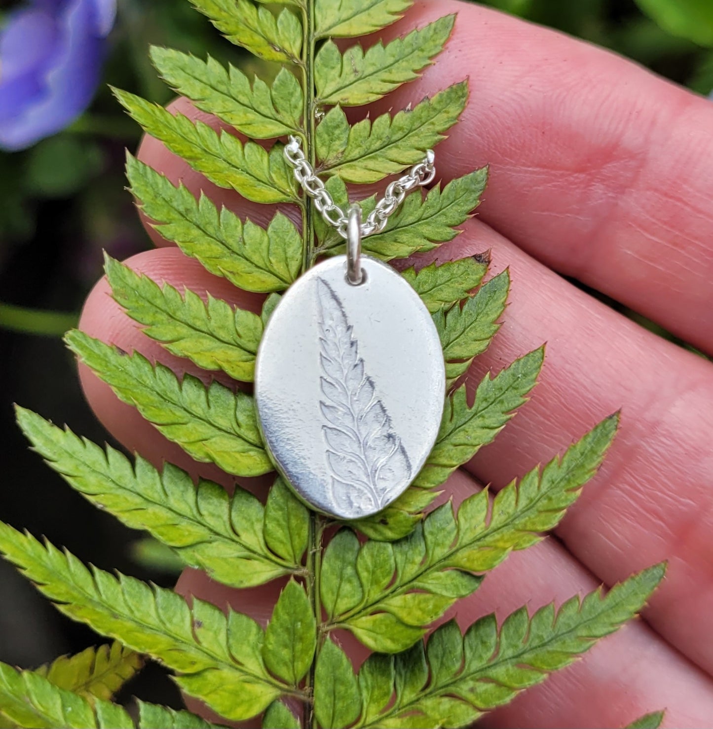 Sterling Silver Fern Botanical Pendant Necklace