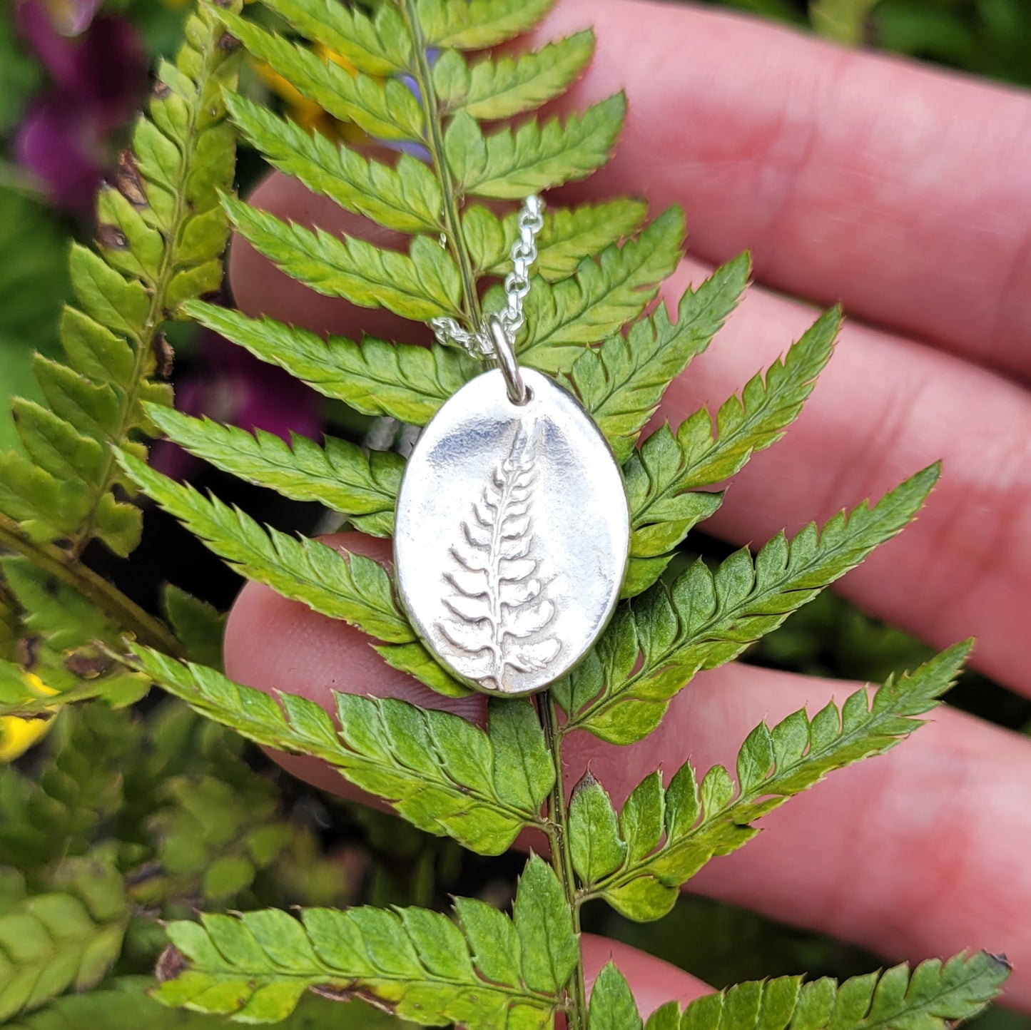 Sterling Silver Fern Botanical Pendant Necklace