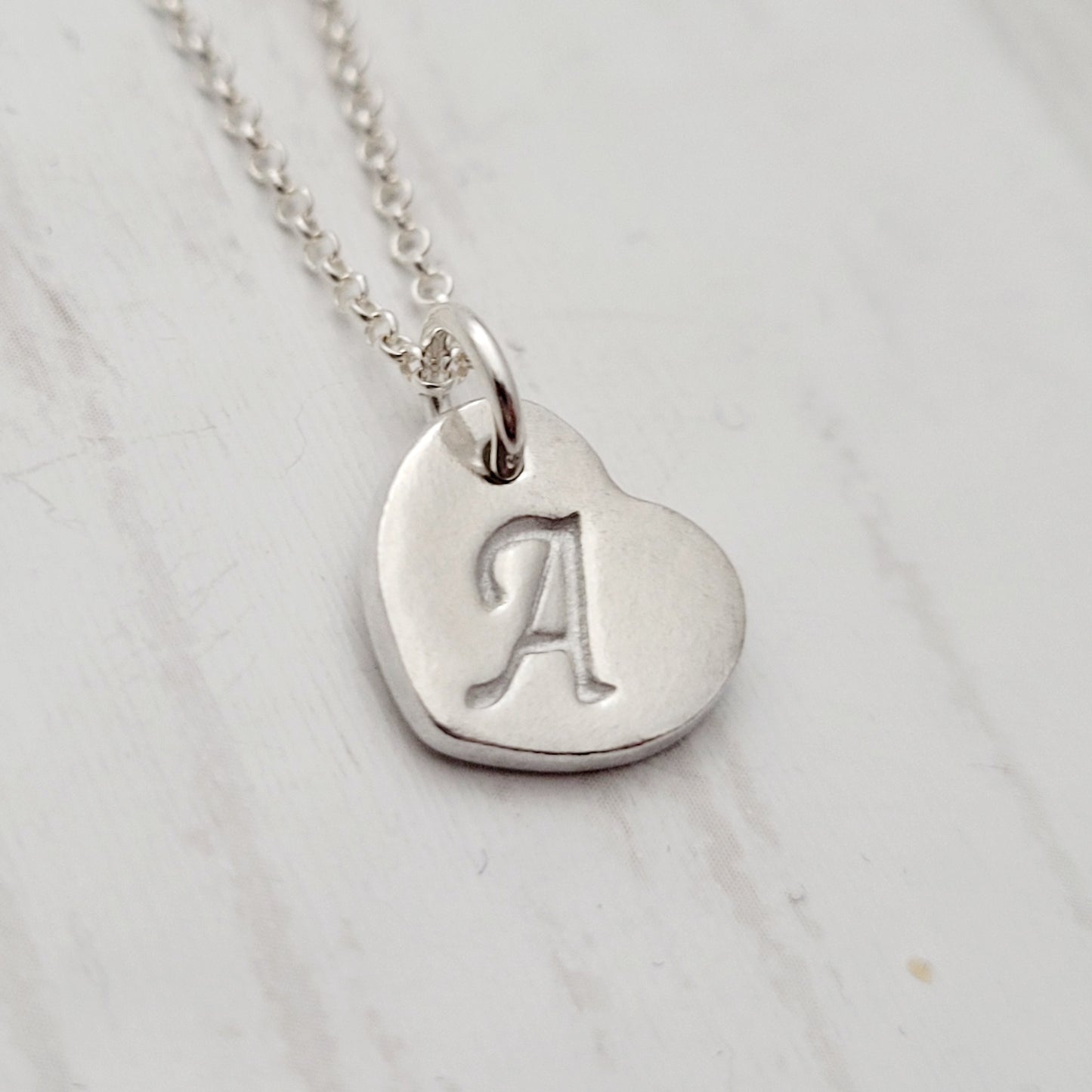 Sterling Silver Heart Initial Monogram Pendant Necklace