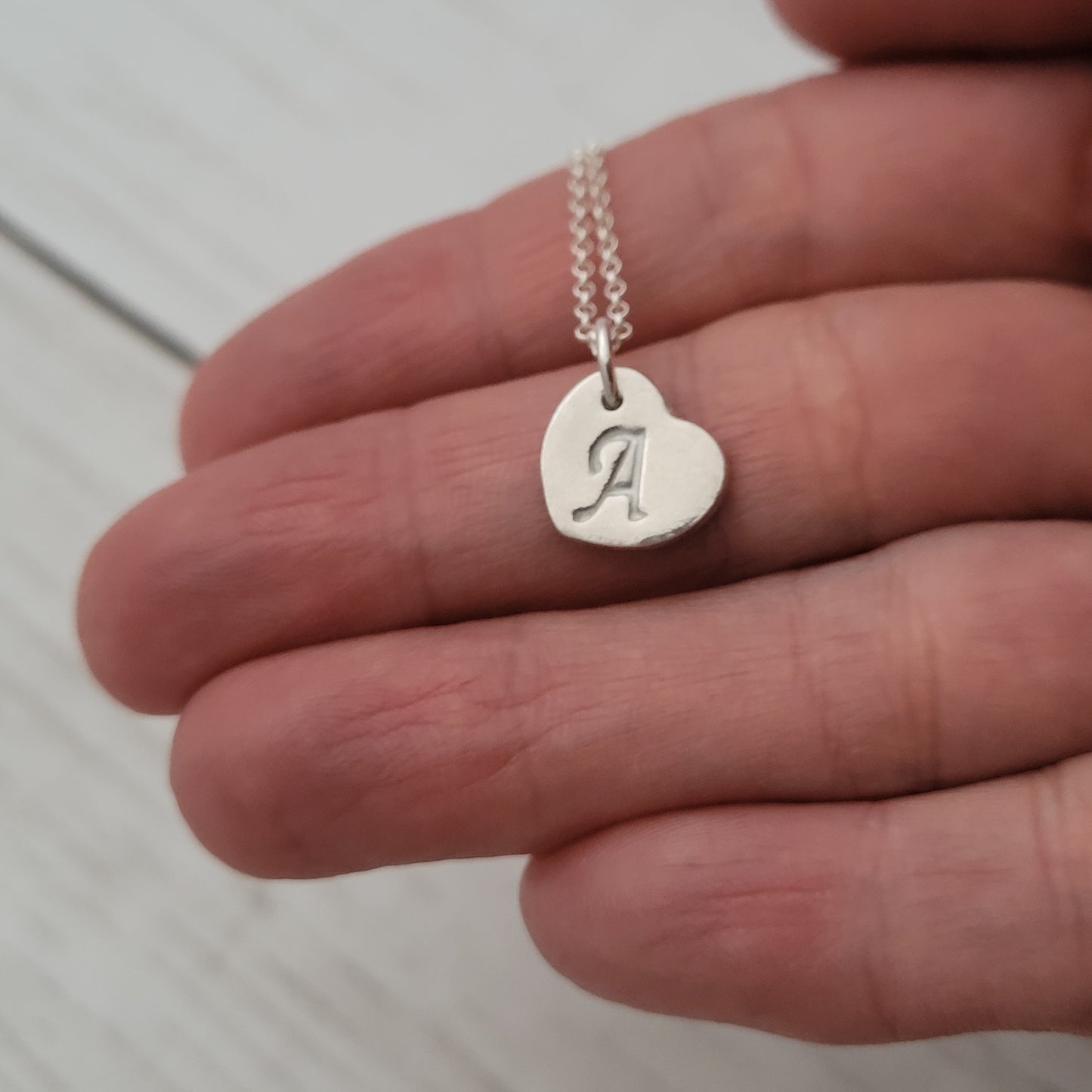 Sterling Silver Heart Initial Monogram Pendant Necklace