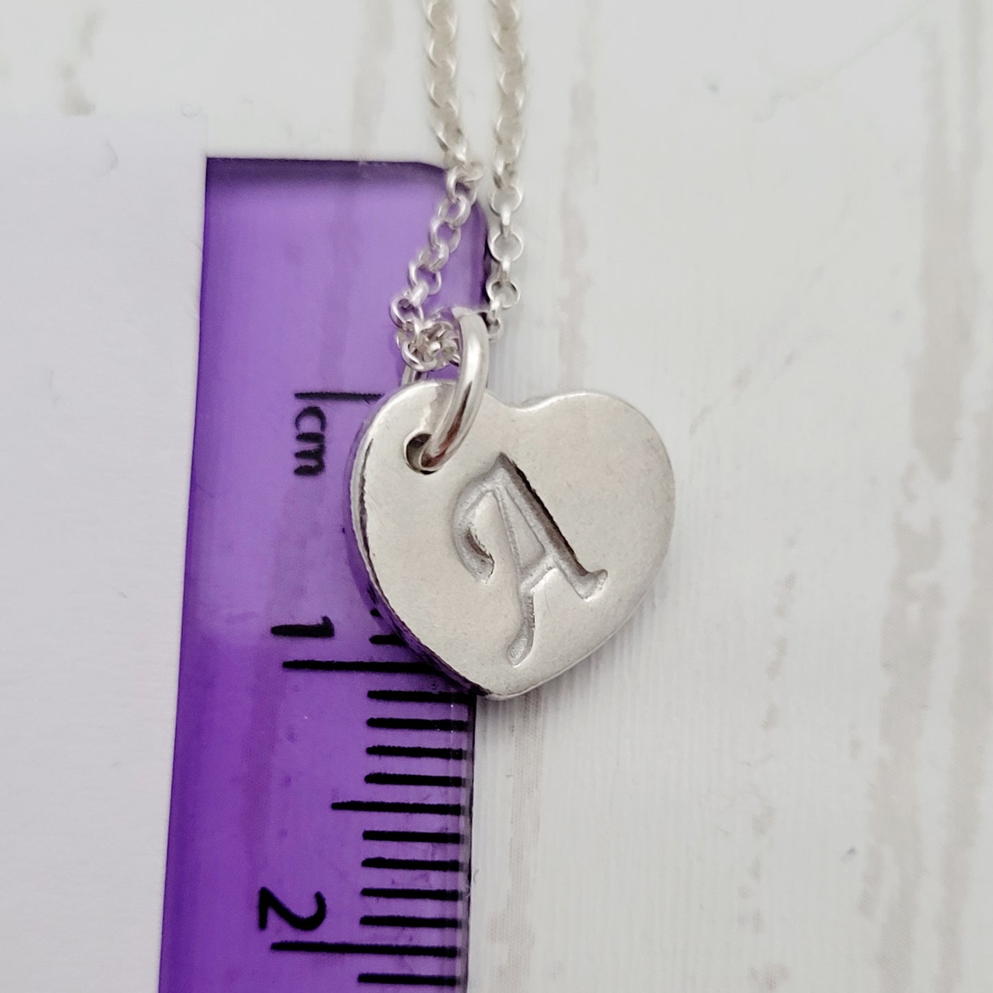 Sterling Silver Heart Initial Monogram Pendant Necklace