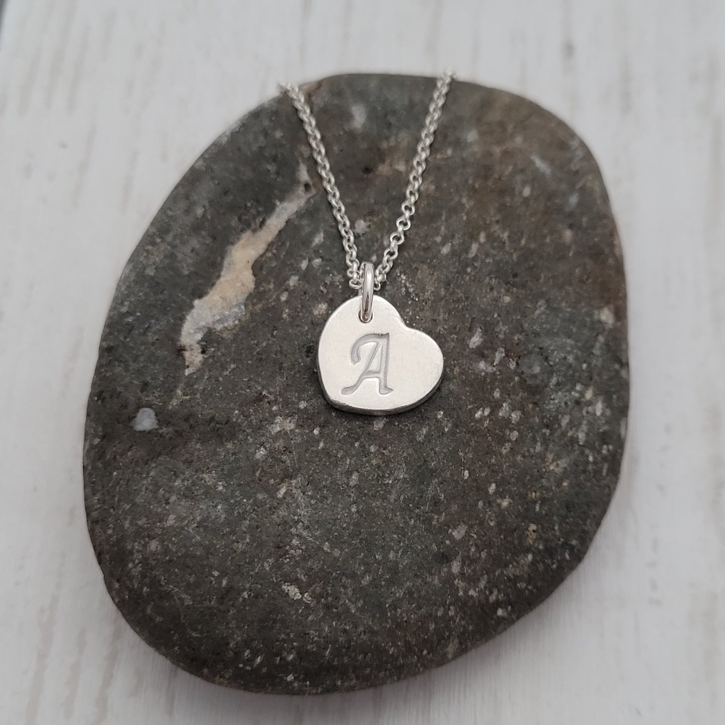 Sterling Silver Heart Initial Monogram Pendant Necklace