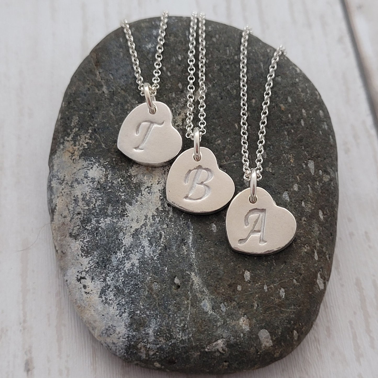 Sterling Silver Heart Initial Monogram Pendant Necklace