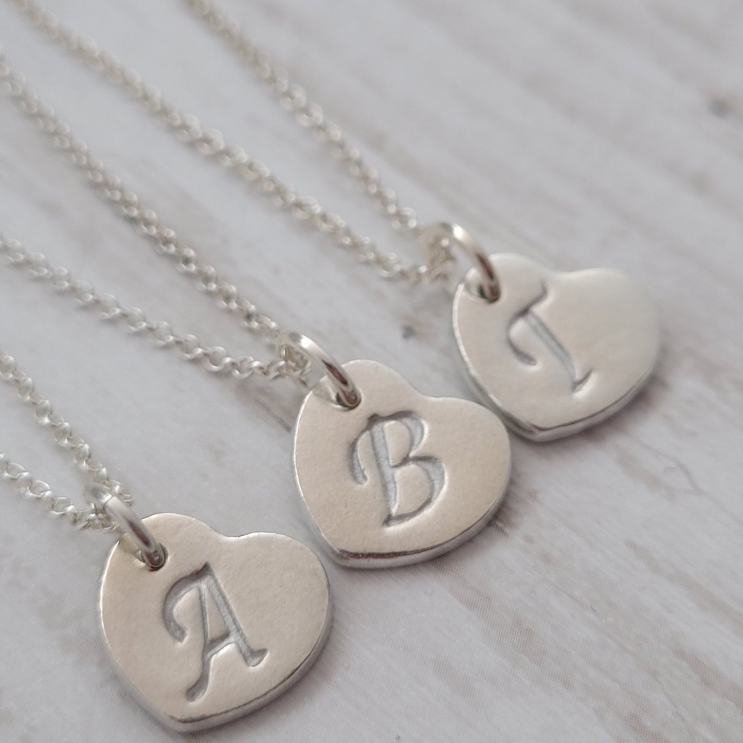 Sterling Silver Heart Initial Monogram Pendant Necklace