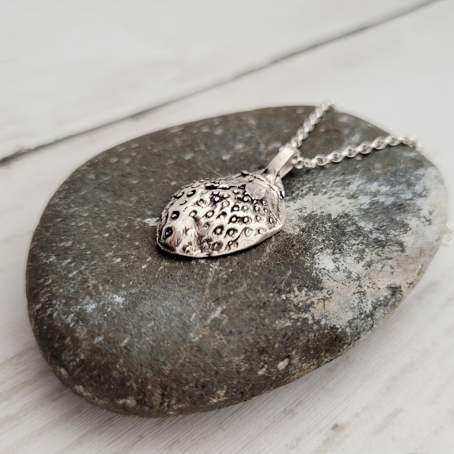 Sterling Silver Strawberry Botanical Fruit Pendant Necklace