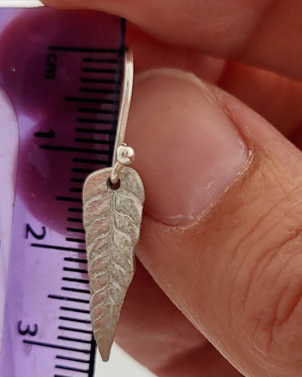 Sterling Silver Fern Leaf Botanical Drop Earrings