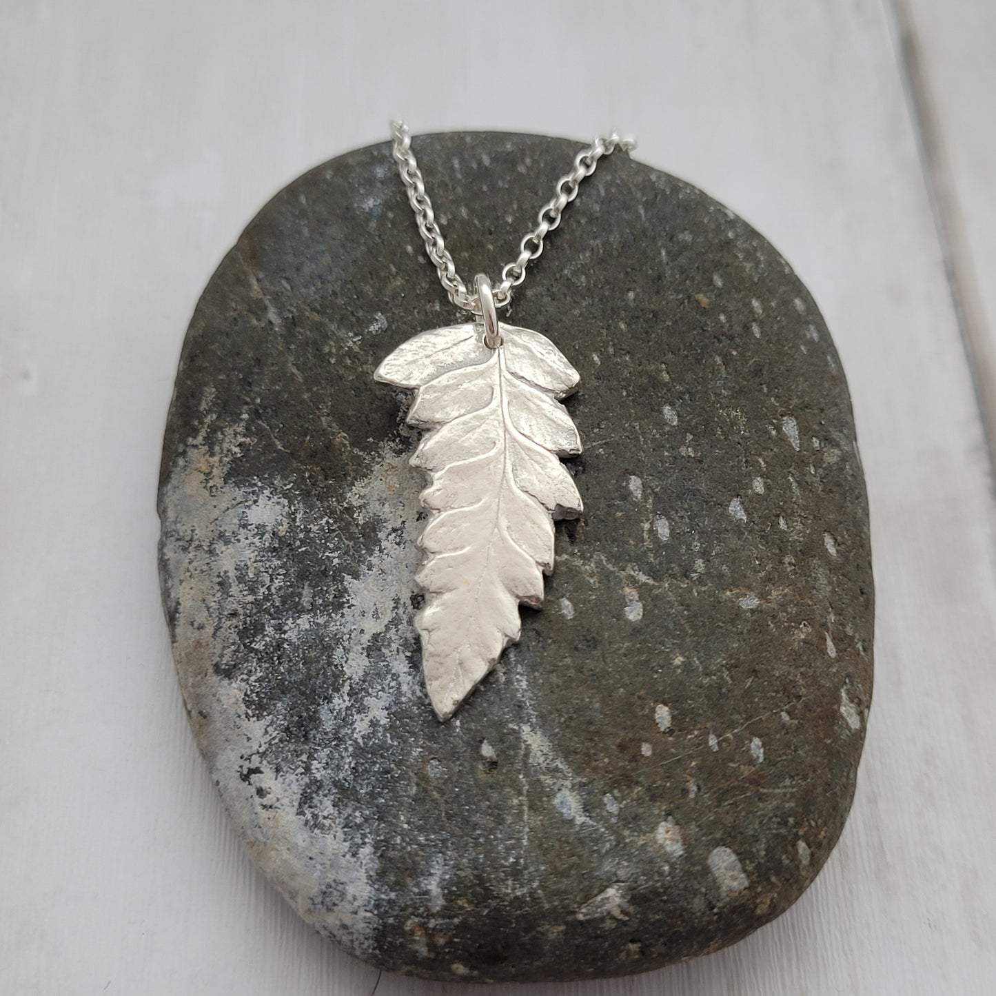 Sterling Silver Fern Leaf Botanical Pendant Necklace