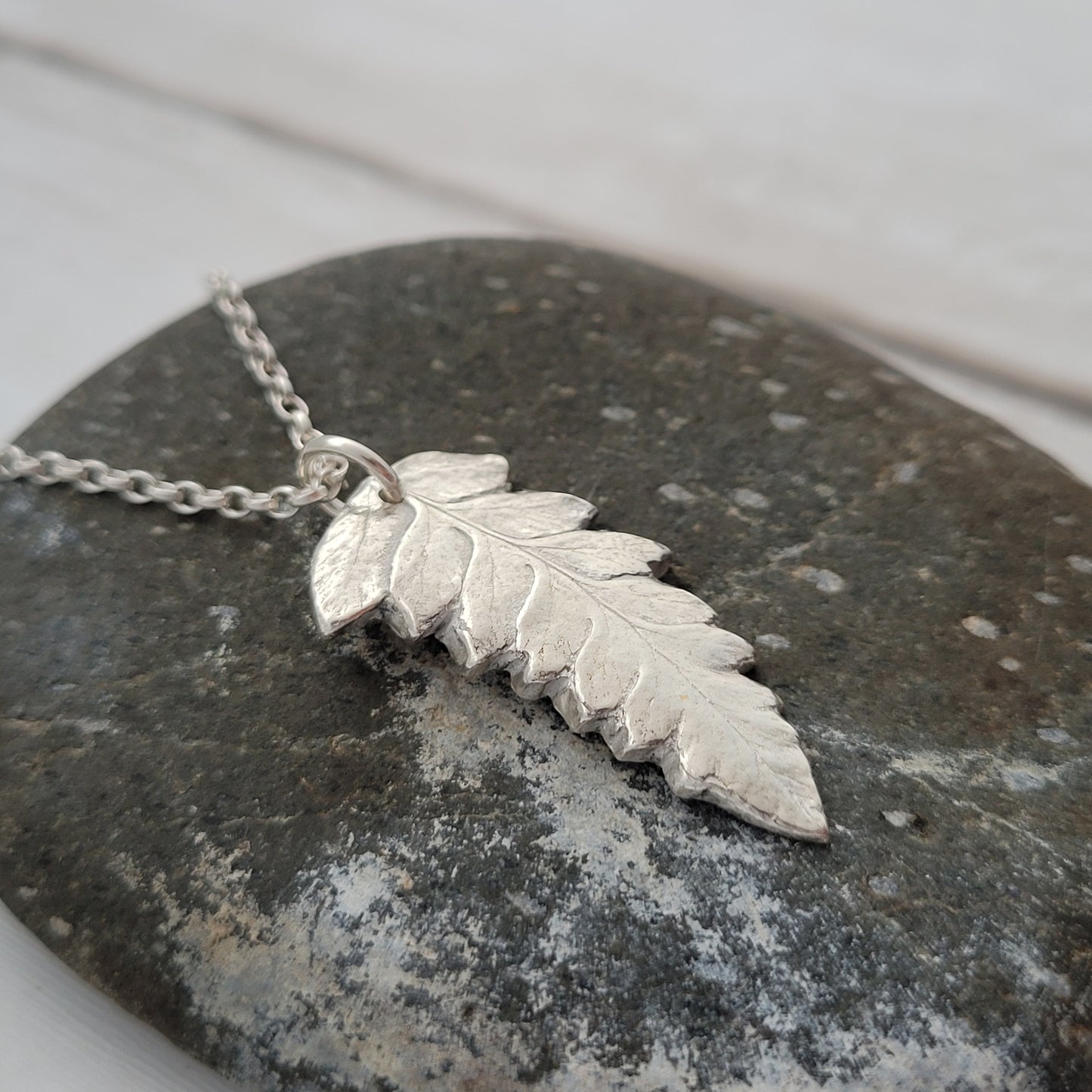 Sterling Silver Fern Leaf Botanical Pendant Necklace
