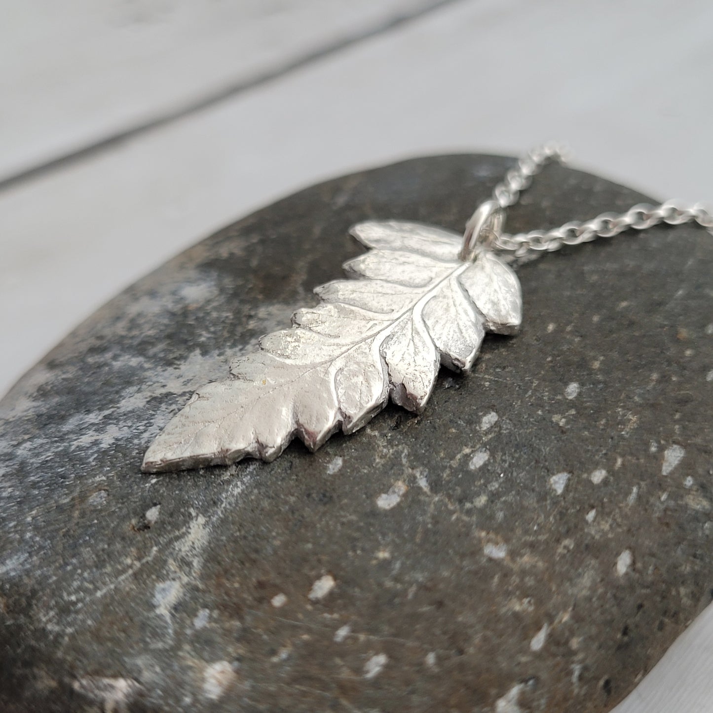 Sterling Silver Fern Leaf Botanical Pendant Necklace
