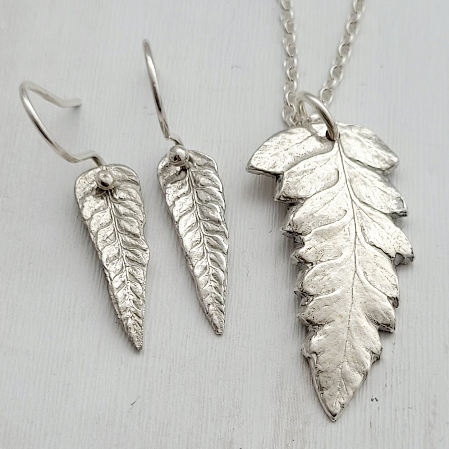 Sterling Silver Fern Leaf Botanical Pendant Necklace