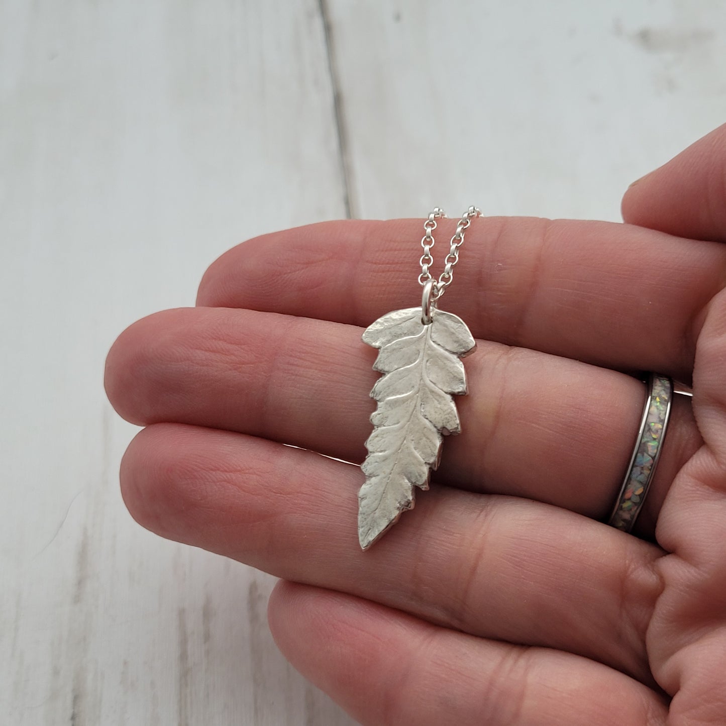 Sterling Silver Fern Leaf Botanical Pendant Necklace