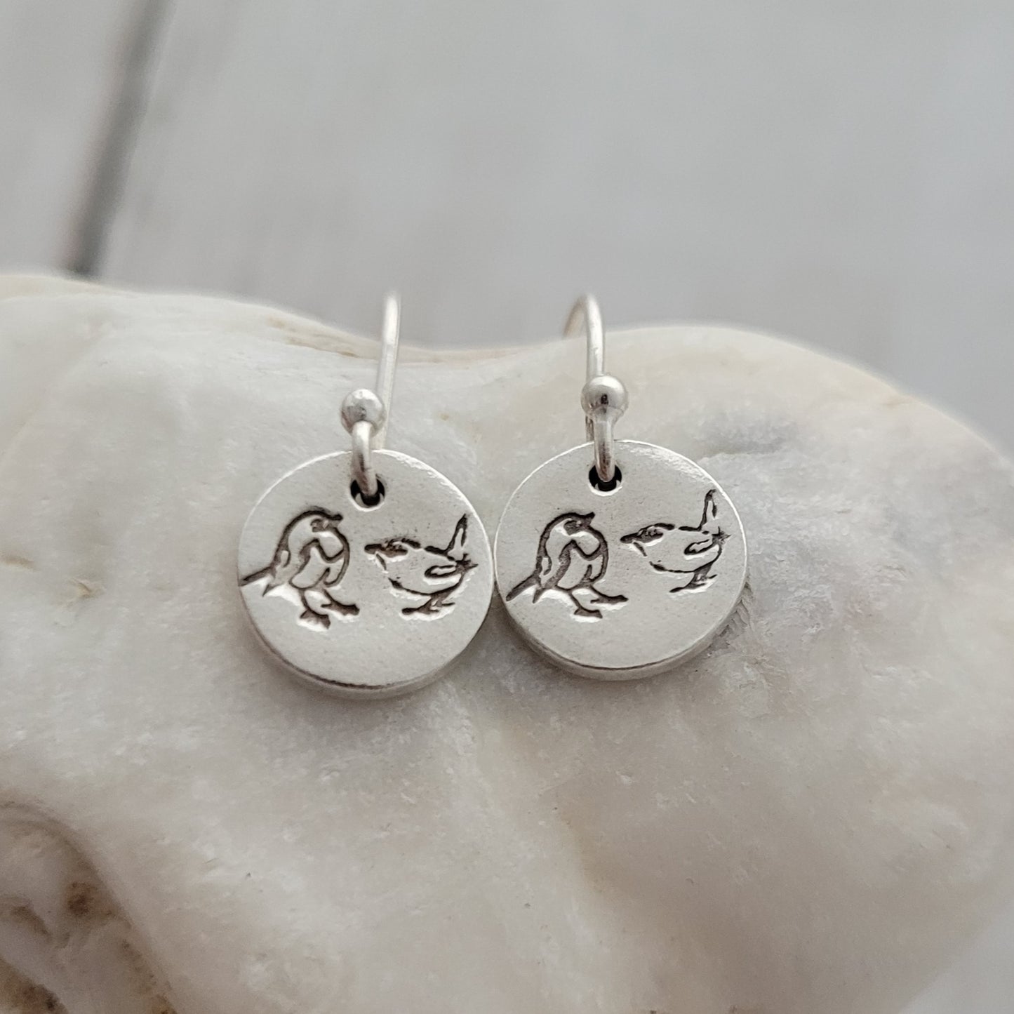 Sterling Silver Robin & Wren Drop Earrings