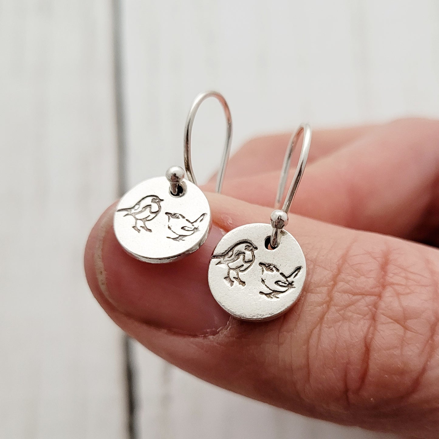 Sterling Silver Robin & Wren Drop Earrings