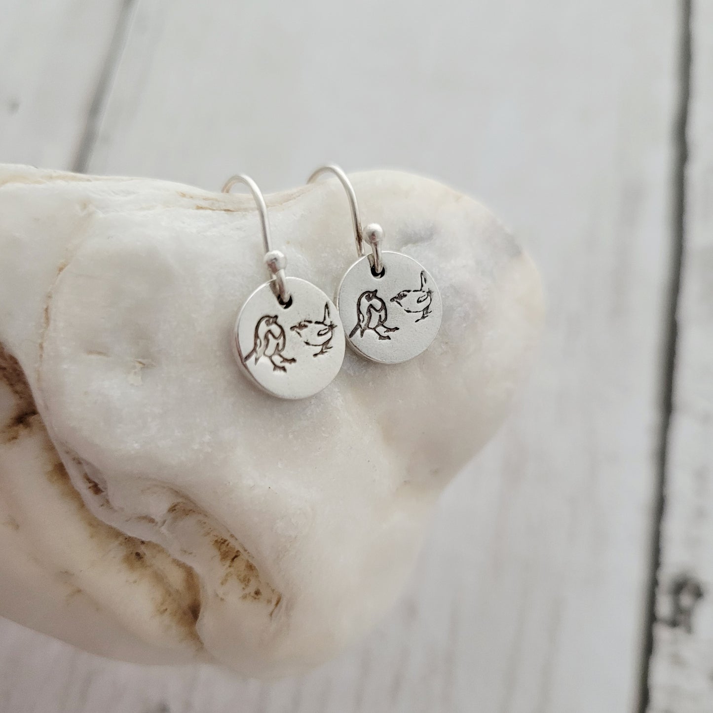 Sterling Silver Robin & Wren Drop Earrings