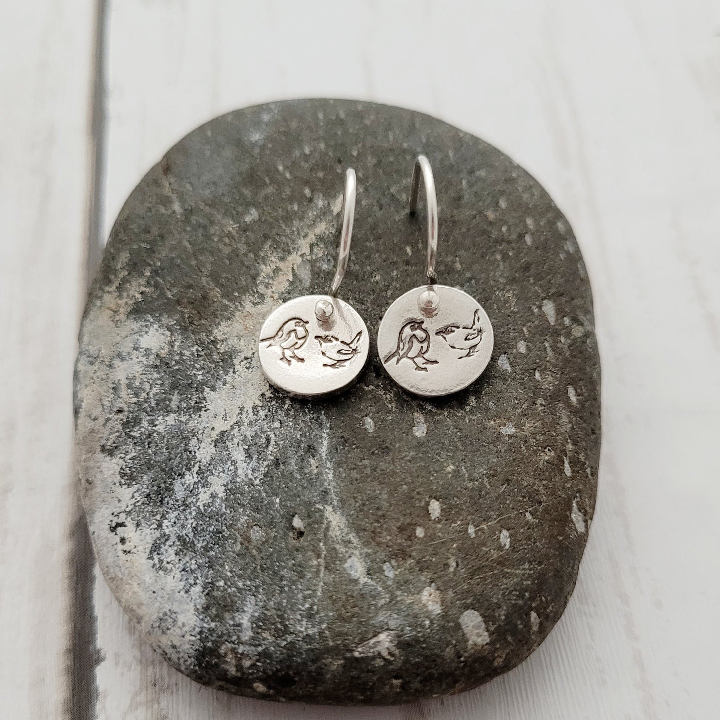 Sterling Silver Robin & Wren Drop Earrings
