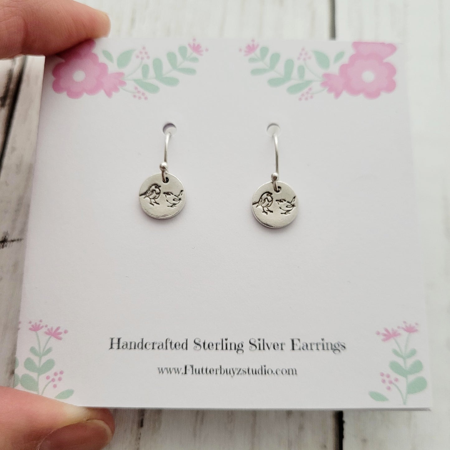 Sterling Silver Robin & Wren Drop Earrings