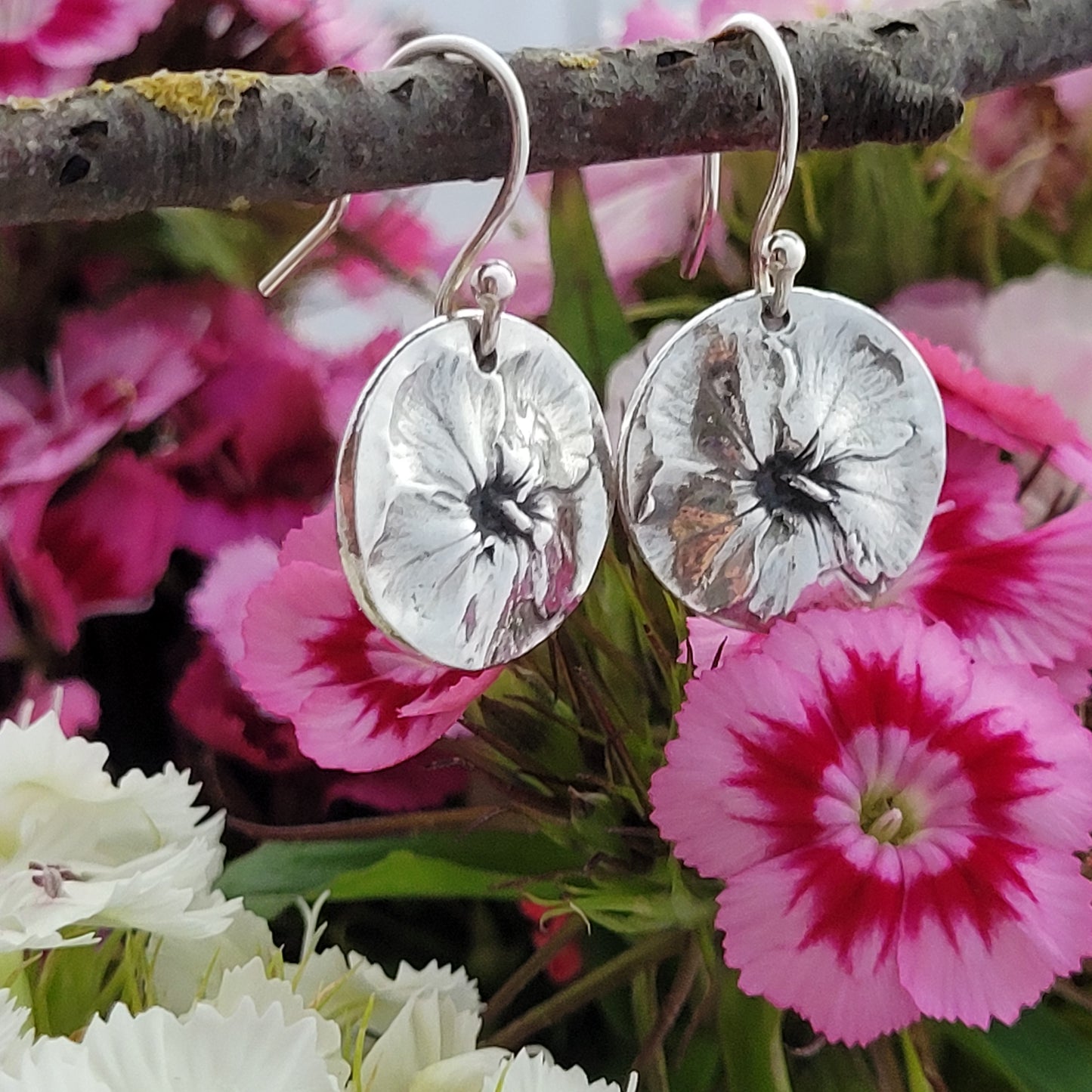 Sterling Silver Sweet William Botanical Earrings