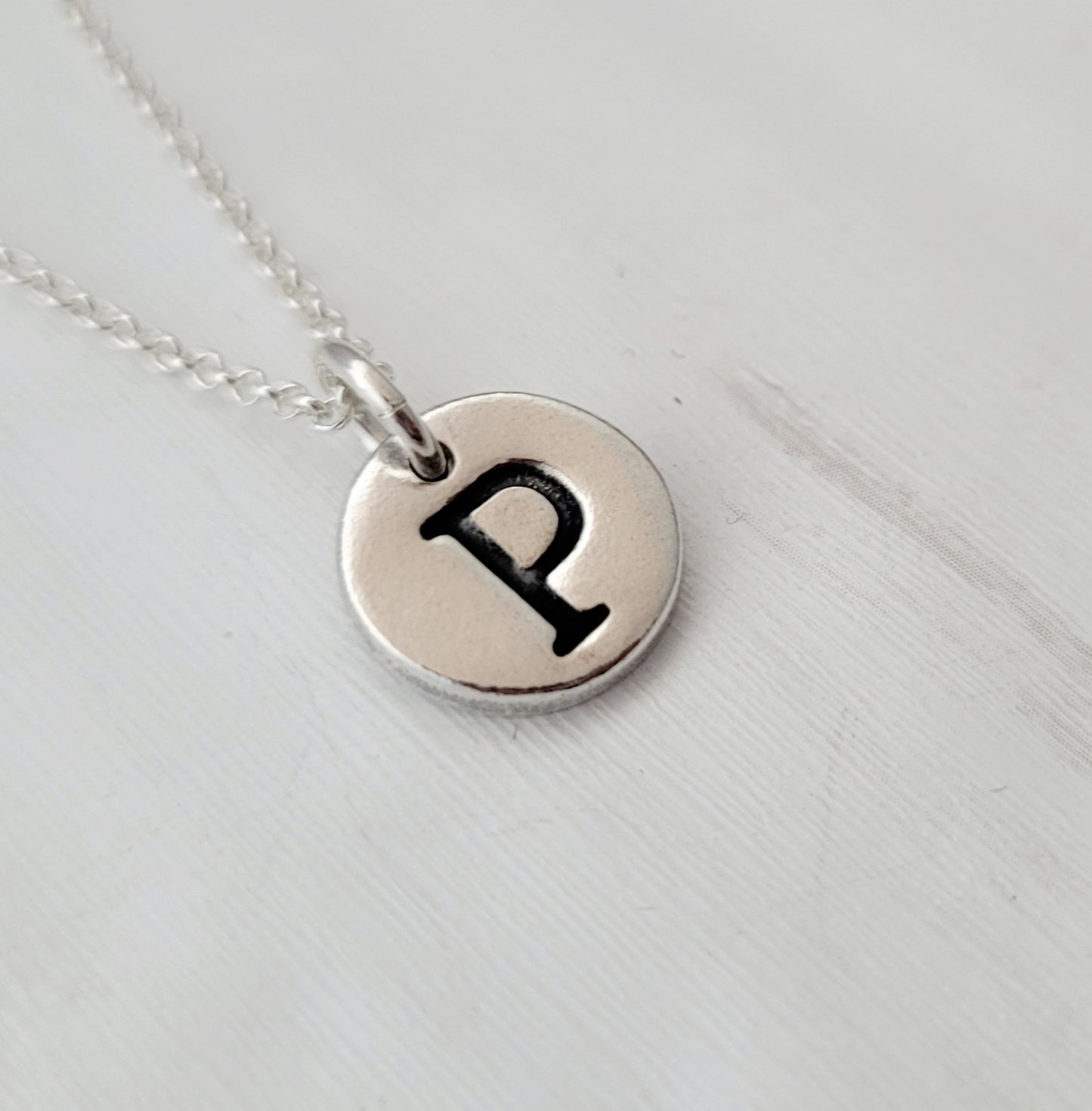 Sterling Silver Initial Monogram round Pendant Necklace