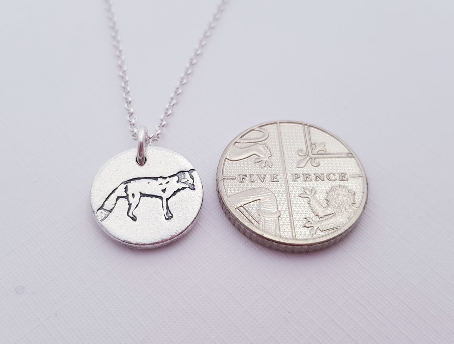 Sterling Silver Fox Wildlife Pendant Necklace