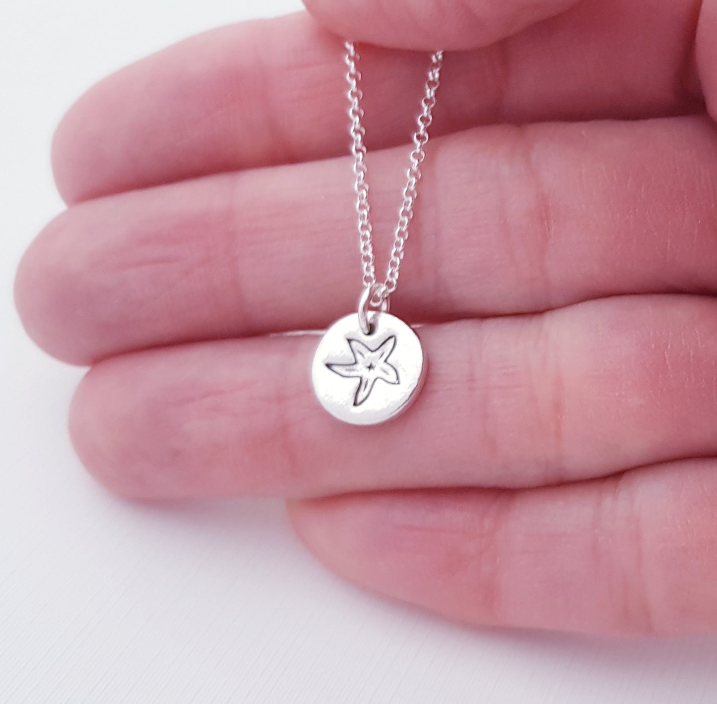sterling silver tiny 1cm starfish seaside pendant necklace 5