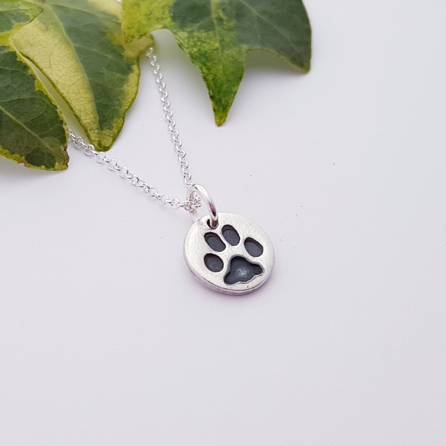 Sterling Silver Tiny 1cm Paw Print Pendant Necklace