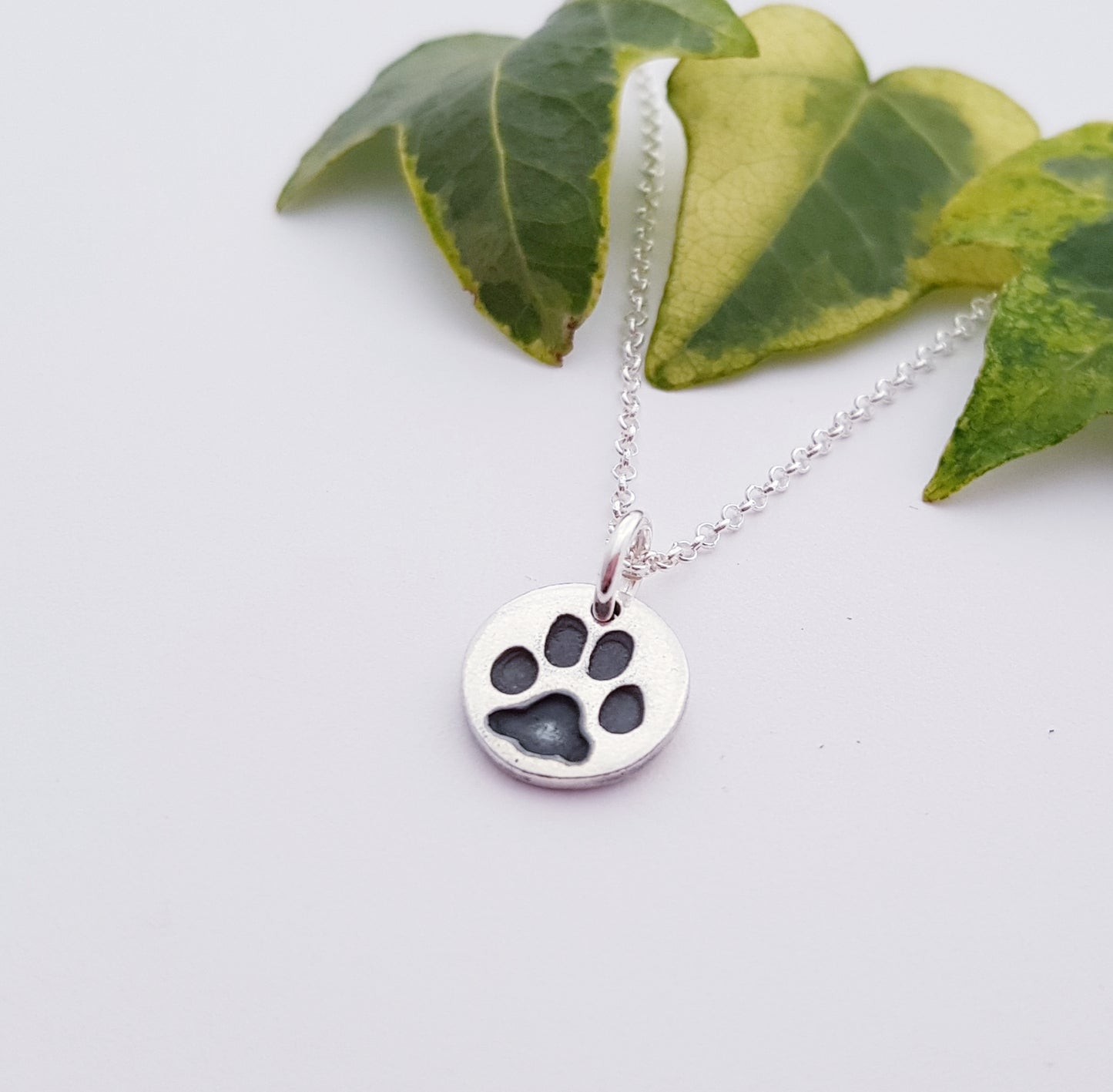 Sterling Silver Tiny 1cm Paw Print Pendant Necklace