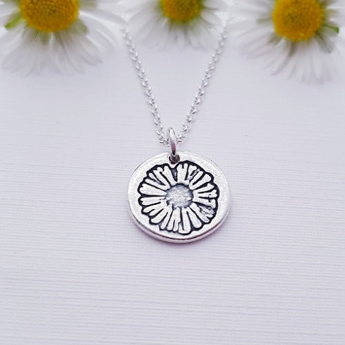 Sterling Silver Daisy Floral Pendant Necklace