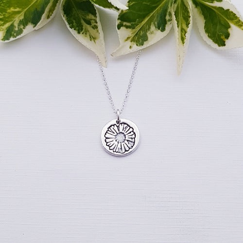 Sterling Silver Daisy Floral Pendant Necklace