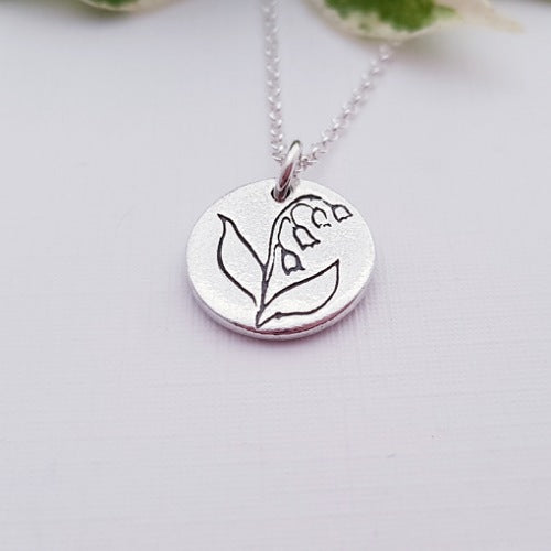 Sterling Silver Mini 1.3cm Lily Of The Valley May Birth Flower Pendant Necklace