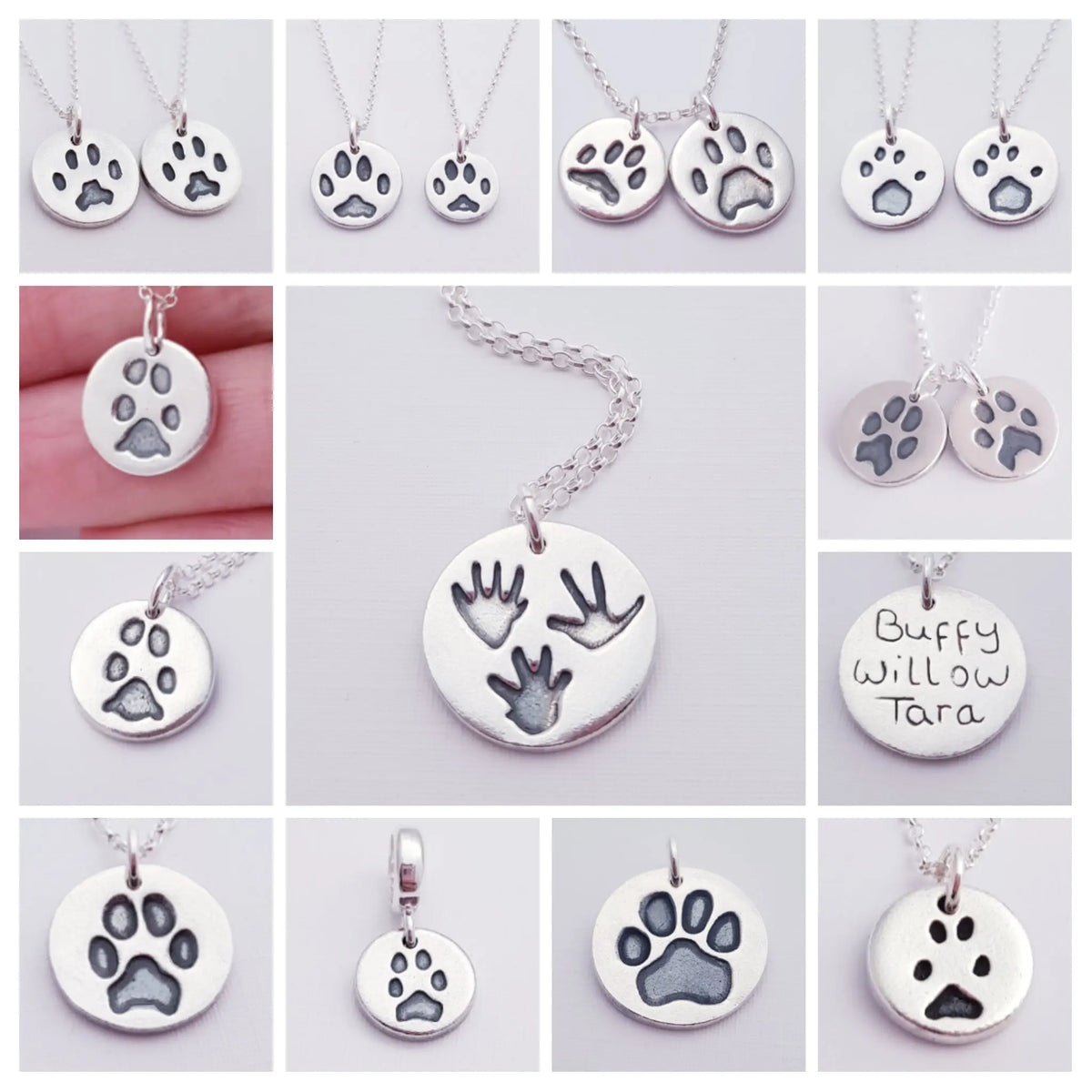 Custom Sterling Silver Paw Print Pendant Necklace - Flutterbuyzstudio