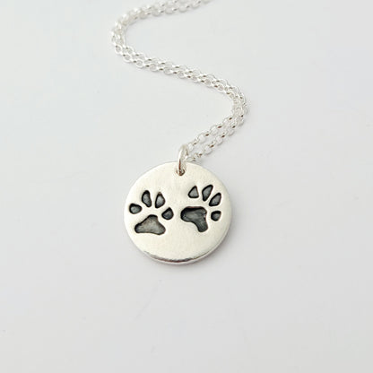 Custom Sterling Silver Paw Print Pendant Necklace