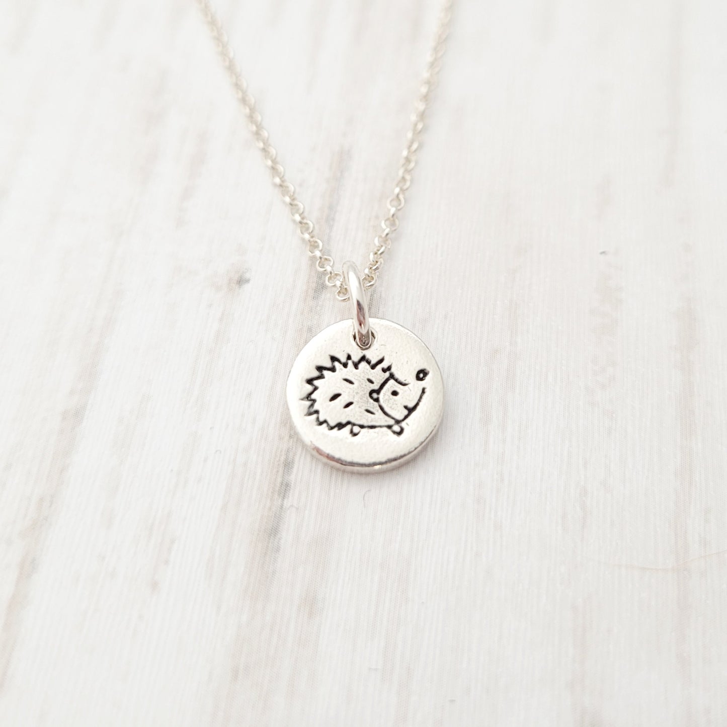Sterling Silver Tiny 1cm Hedgehog Pendant Necklace