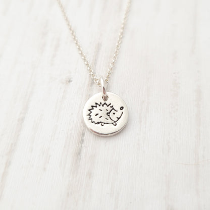 Sterling Silver Tiny 1cm Hedgehog Pendant Necklace