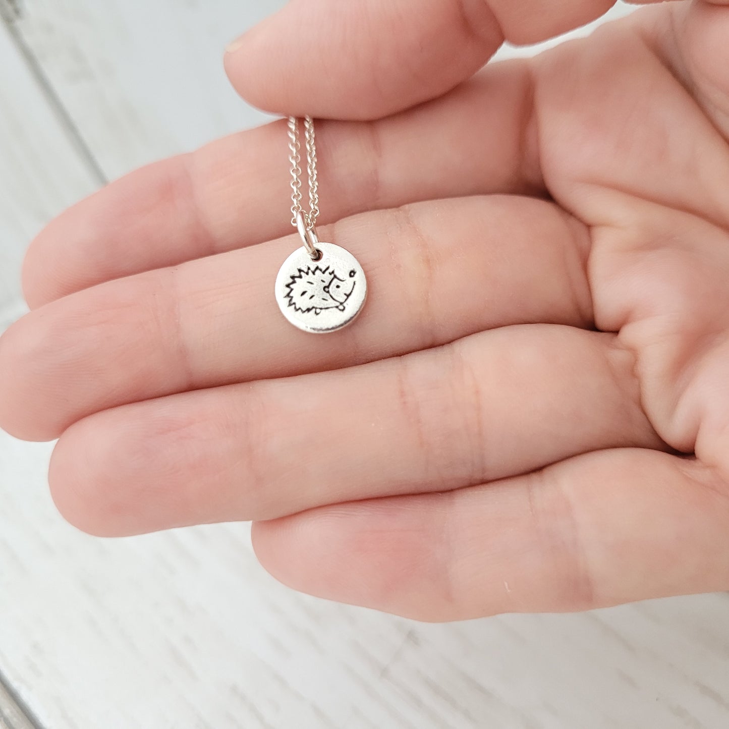 Sterling Silver Tiny 1cm Hedgehog Pendant Necklace
