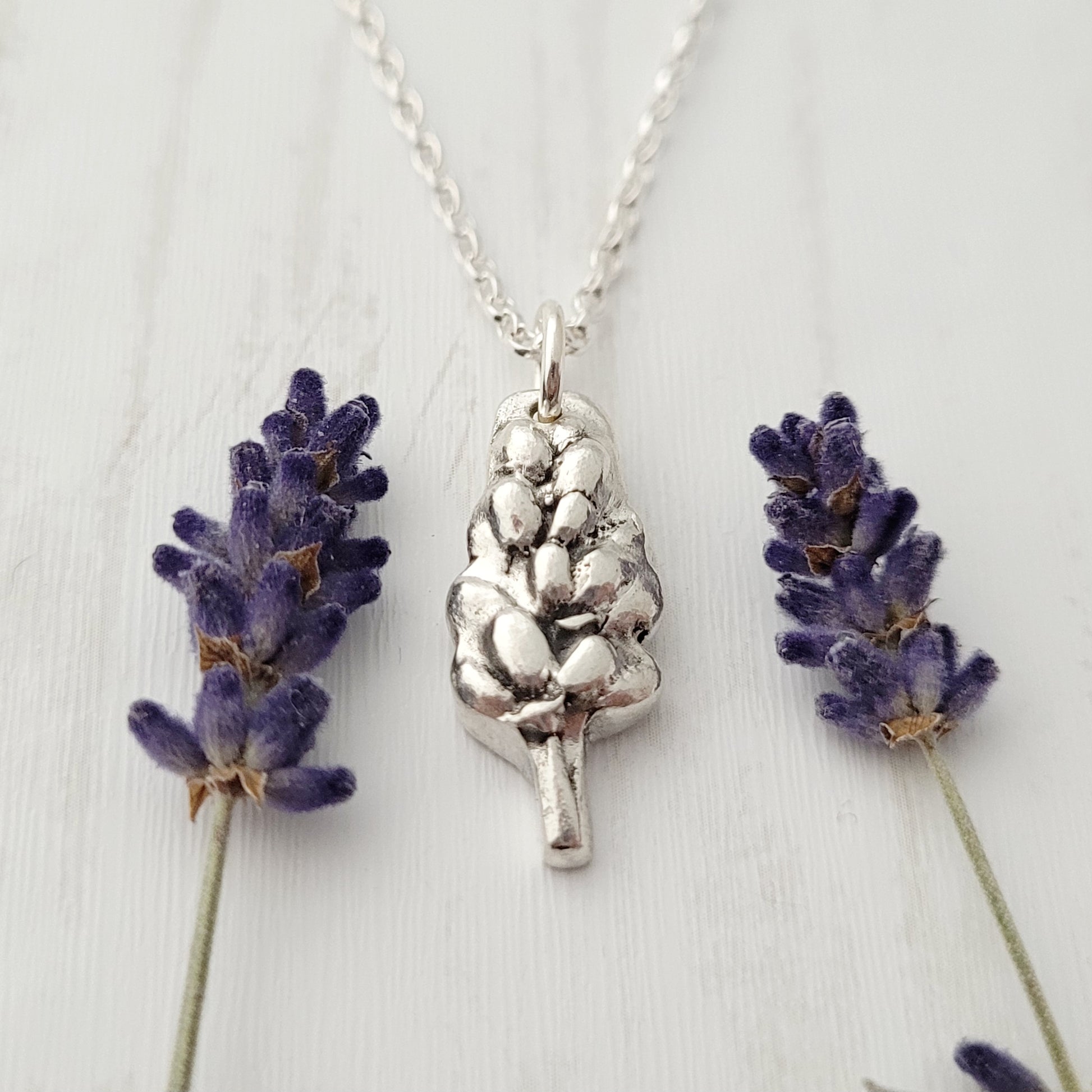 lavender flower jewellery Sterling Silver Lavender Botanical Pendant Necklace – Flutterbuyzstudio