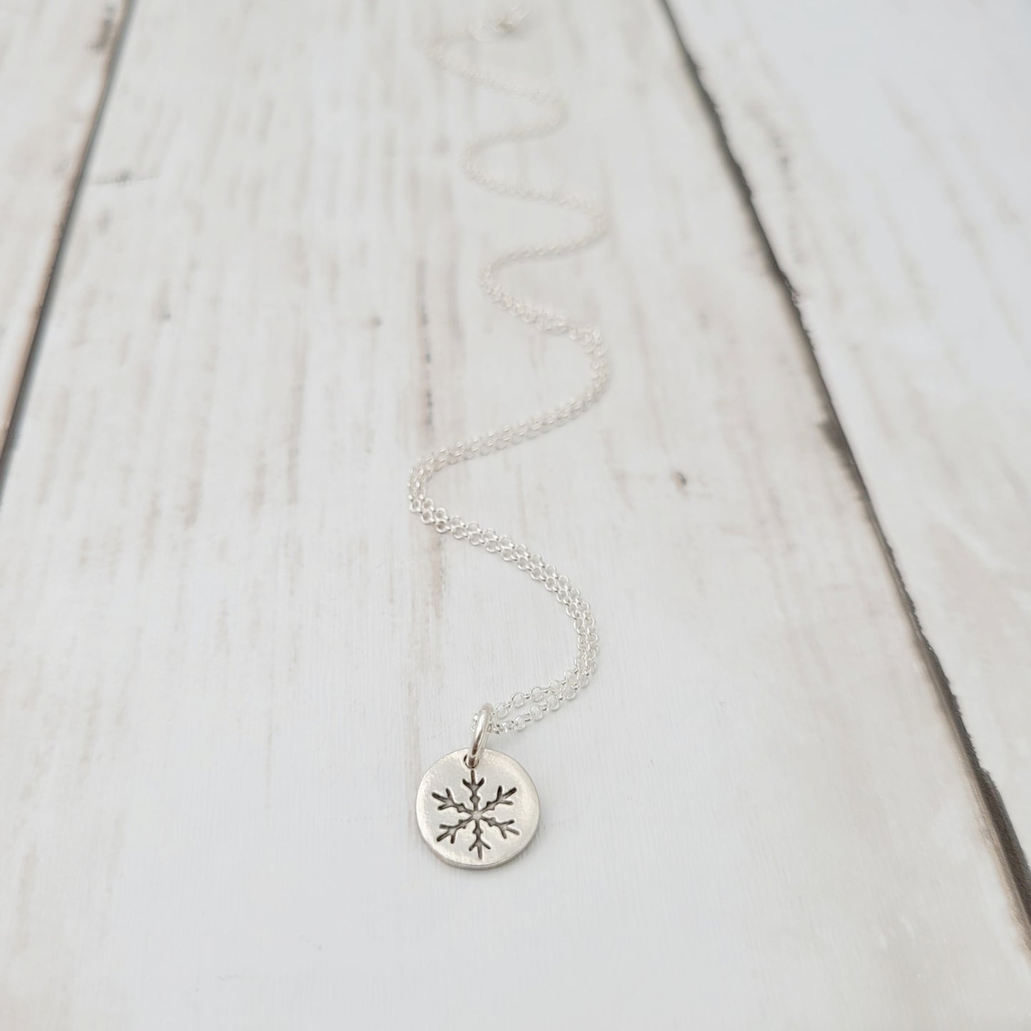  silver tiny 1cm Snowflake pendant necklace-2