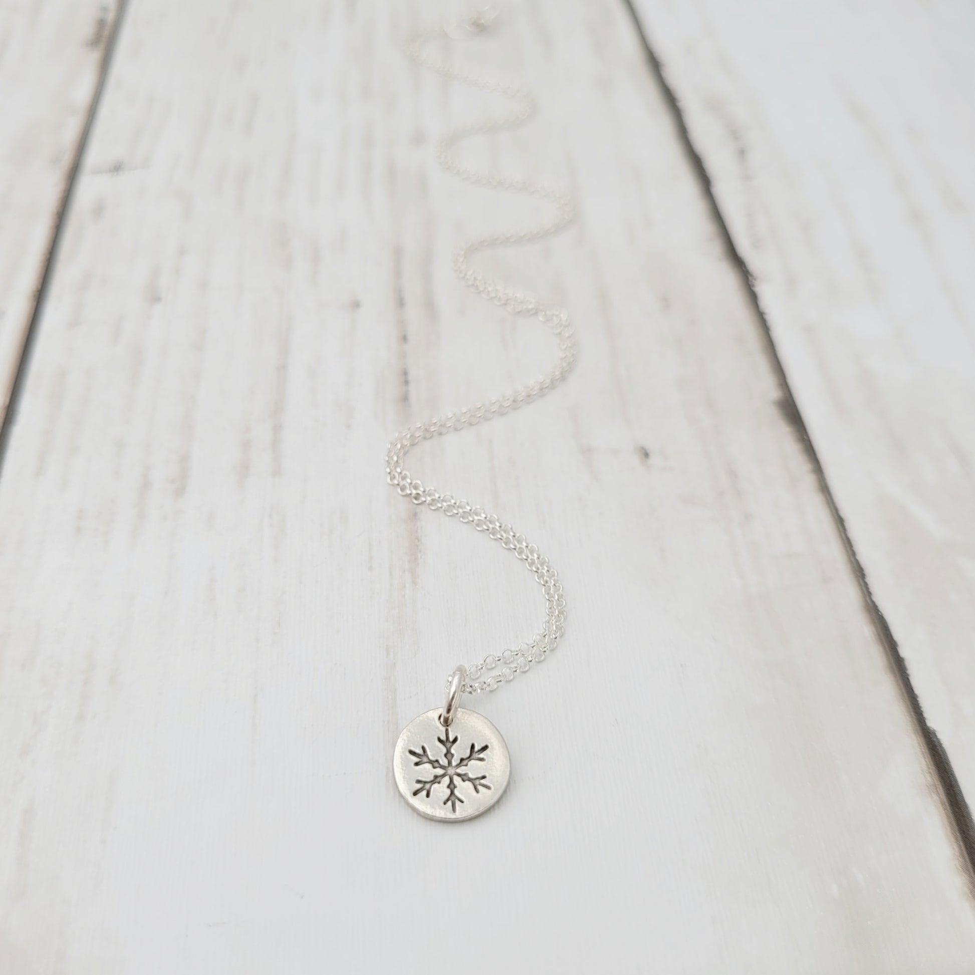  silver tiny 1cm Snowflake pendant necklace-2