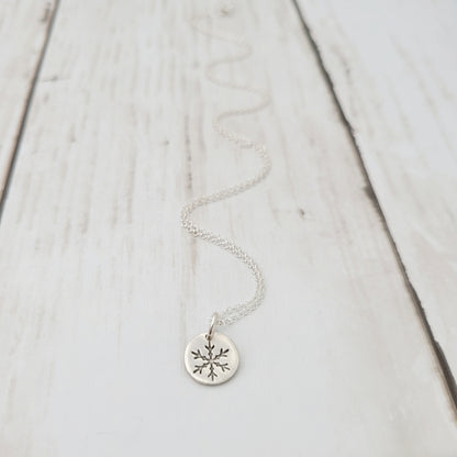  silver tiny 1cm Snowflake pendant necklace-2