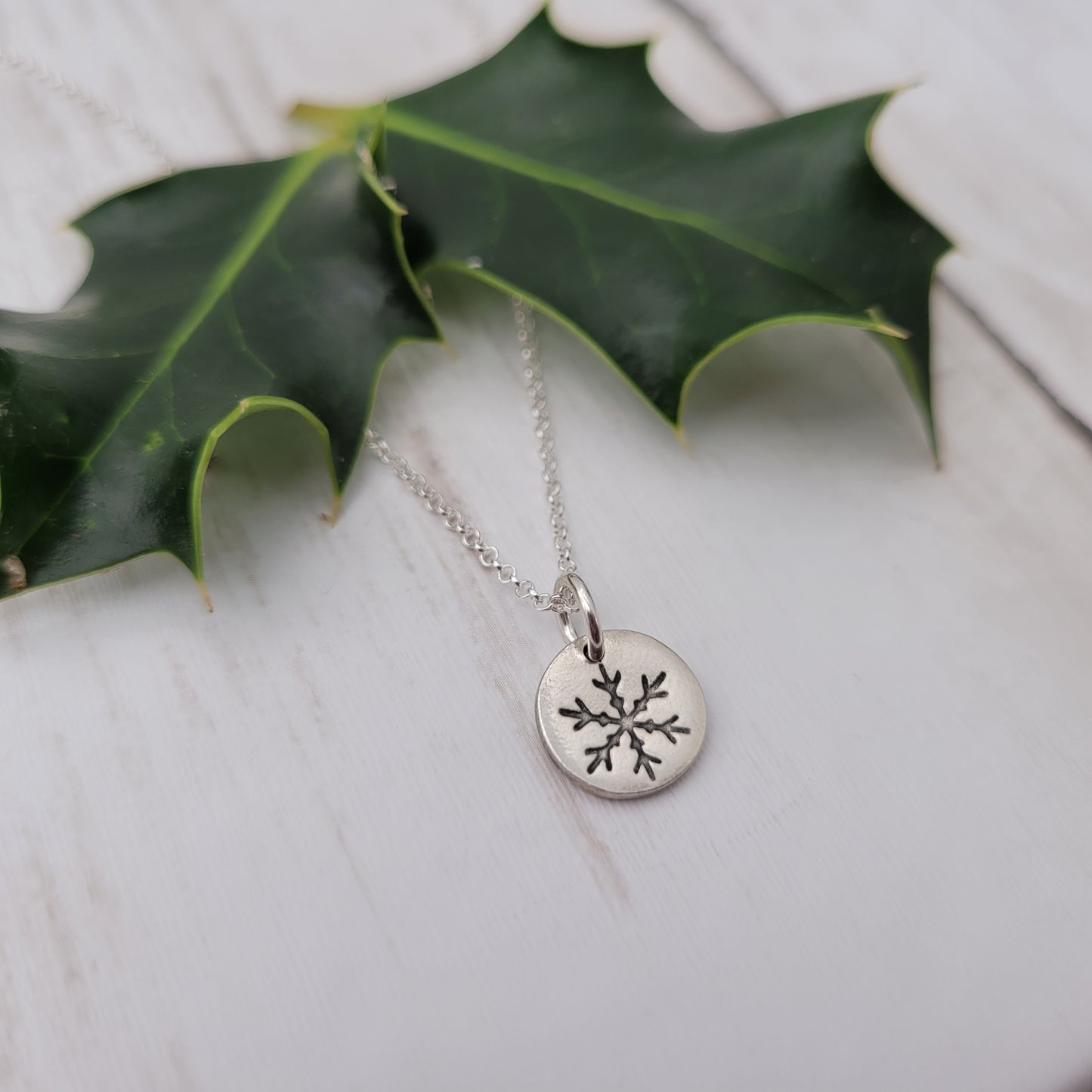  silver tiny 1cm Snowflake pendant necklace-3