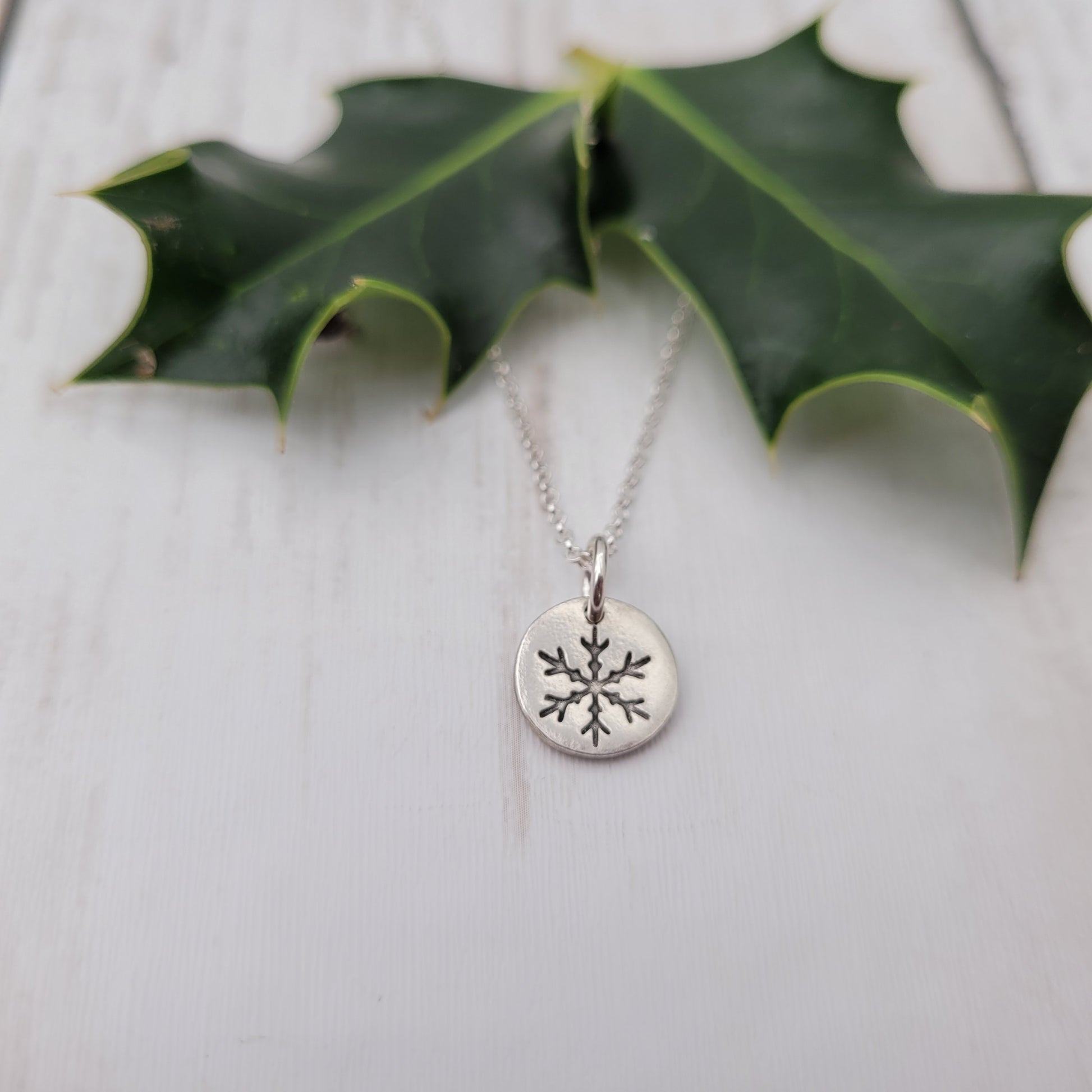  silver tiny 1cm Snowflake pendant necklace-6