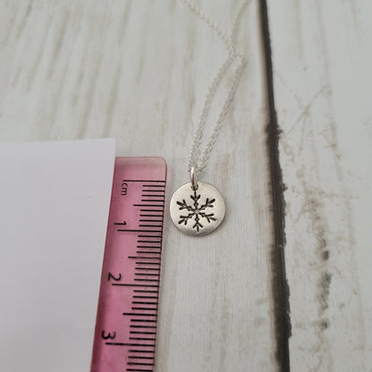  silver tiny 1cm Snowflake pendant necklace-4