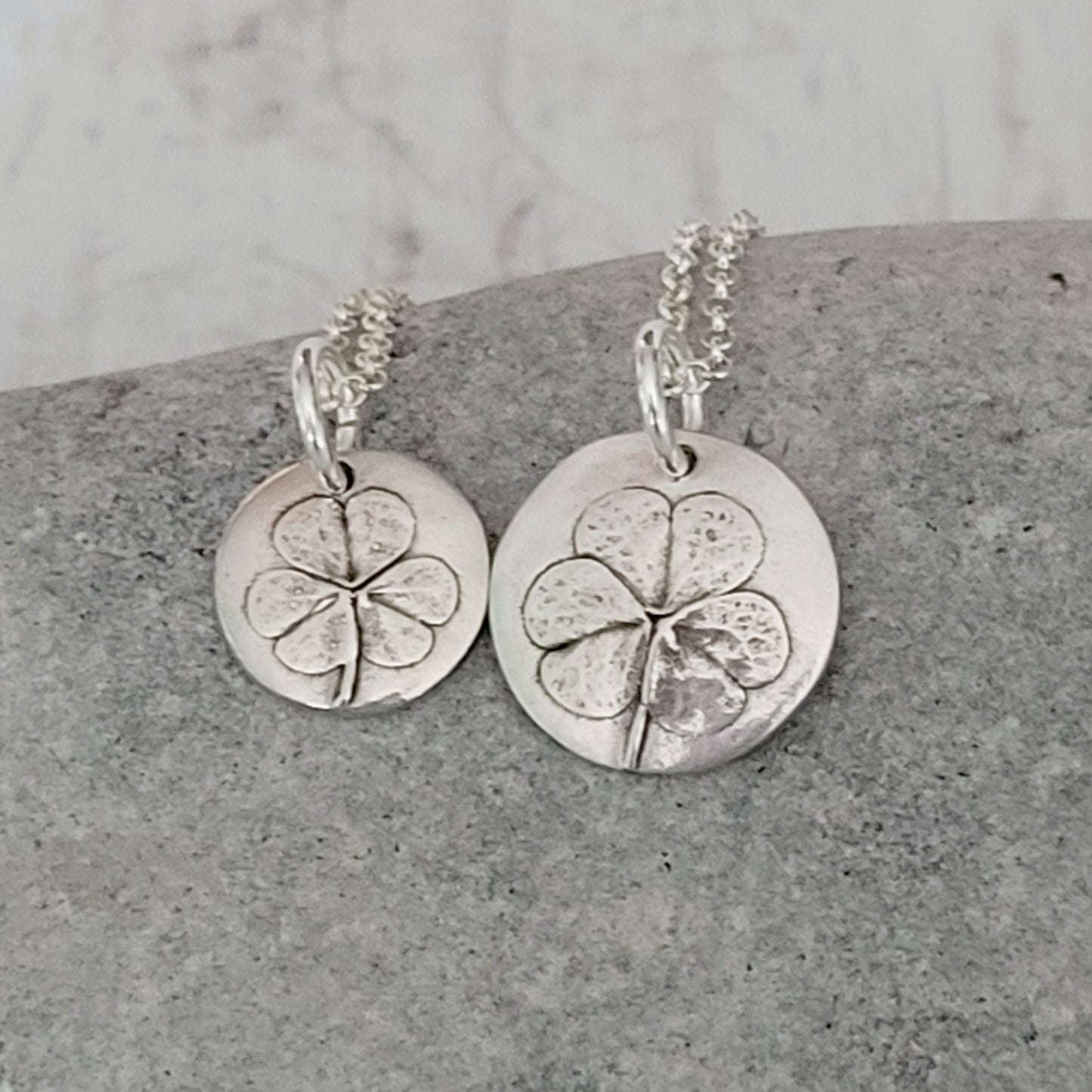 Sterling Silver Embossed Shamrock Leaf Necklace