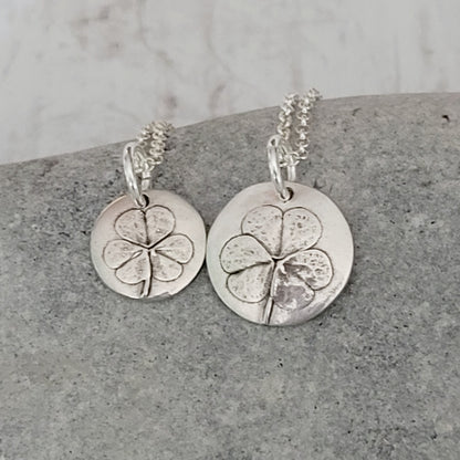 Sterling Silver Embossed Shamrock Leaf Necklace