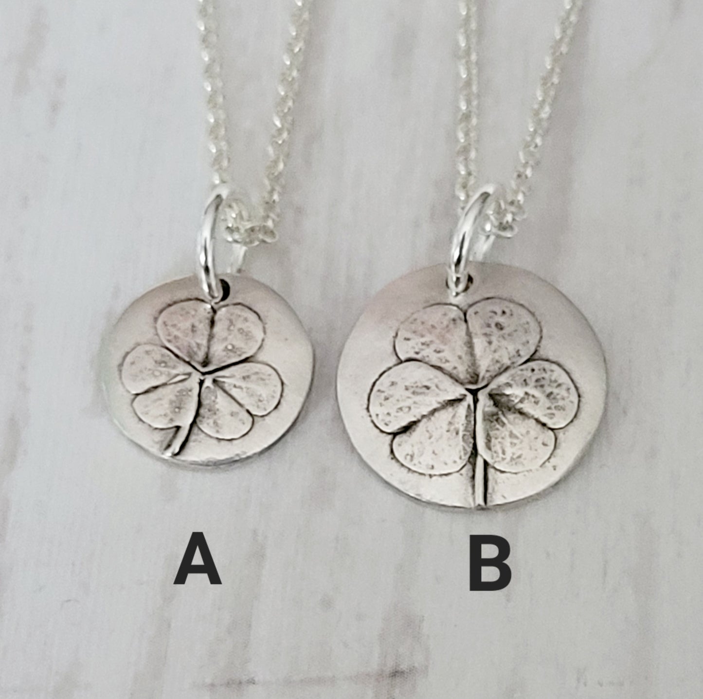 Sterling Silver Embossed Shamrock Leaf Necklace